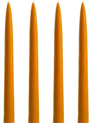 Balmumu Mum Seti, 4 Adet, 25CM Boy, 2cm Kalınlık, Doğal Sarı, Dekoratif Işık