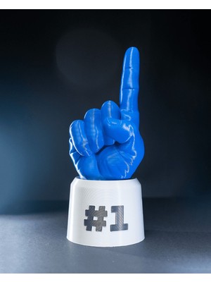 Kişiye Özel 1 Numara Parmak Masaüstü Dekoratif Obje Mavi