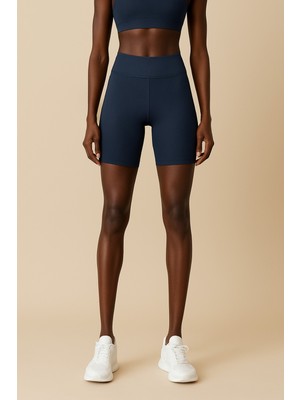 Kadın Yüksek Bel Toparlayıcı Ripli Fitilli Kısa Spor Tayt