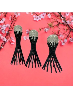 Şık 3'lü Siyah Burmalı Çapraz Ayaklı Küre Ev Ofis Dekoru