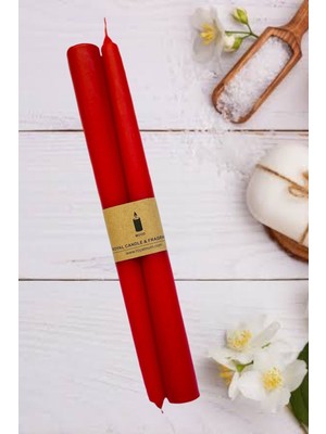 Kırmızı Şamdan Mum Seti, Yılbaşı Temalı, 2 Parça, Şık ve Şaşırtıcı Tasarım