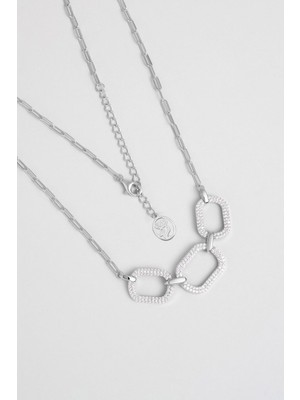 So CHIC Modern Miras 18 Ayar Beyaz Altın Kaplama 45 Cm Gümüş Kolye