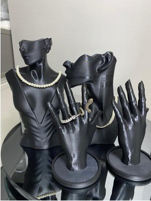 About The Perfect 4'lü Dekoratif Takı ve Mücevher Organizer Seti, Stand ve Sergi Yüzük Kolye 21 cm