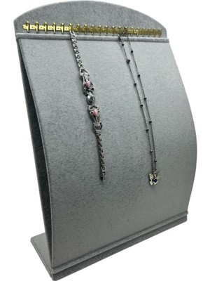 About The Perfect Gri Süet Kumaş 34X24 cm Dik Bombeli Takı Düzeni Tutucu Organizatör