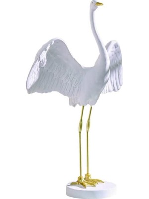 Beyaz Ayaklı Leylek Biblo, Şık ve Zarif Dekoratif Obje