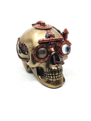 Gizli Bölmeli Kurukafa Biblo Kutu, Steampunk Tarz, Masa Dekorasyonu