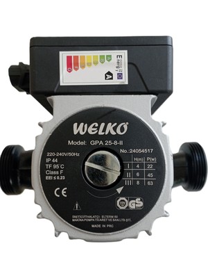 Welko Sirkülasyon Pompası 30-45.000 Kazan Için Gpa 25-8-Iı Frekans Konvertörlü 8 Mss 4,9 M3/h