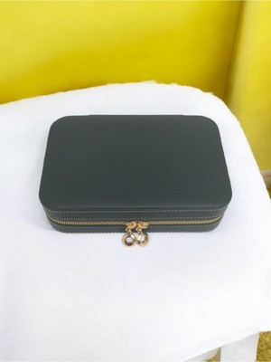 About The Perfect Kişiye Özel Büyük Boy Ahşap Takı Saklama ve Seyahat Çantası Haki