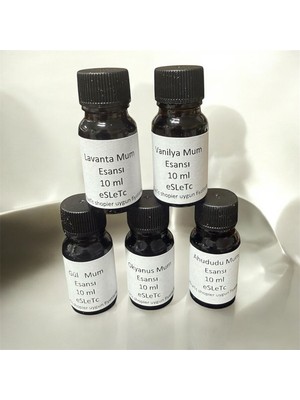 5'li Mum Esans Seti, Lavanta, Vanilya, Okyanus, Ahududu ve Gül, Gri Renkli