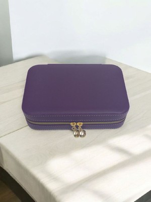 About The Perfect Kişiye Özel Ahşap Takı Saklama Kutusu 14X21 Seyahat Çantası Mor Renk