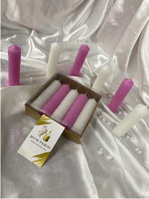 5 Adet Pembe ve Beyaz Mum, Boy 10 Cm, Çap 2,5 Cm, Dilek ve Dekoratif Kullanım