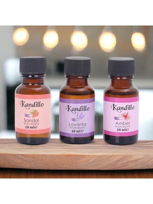 3'lü Doğal Mum Esansı Seti: Lavanta, Sandal, Amber, Buhurdanlık ve Top Esansı