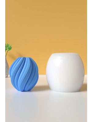 Beyaz Orta Boy Spiral Mum Silikon Kalıp, 9 Cm, Mum Yapım Malzemeleri