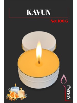 Kavun Kokulu Dekoratif Teneke Soya Wax Mum, 7,5x3 cm