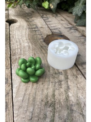 Beyaz Damla Kaktüs Mum Kalıbı, Silikon, Sukulent Tasarımı, 1 Adet