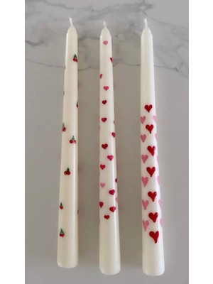 3 Adet Renkli Kalpli Mum Seti, Sıcak ve Şık Dekorasyon Için Ideal