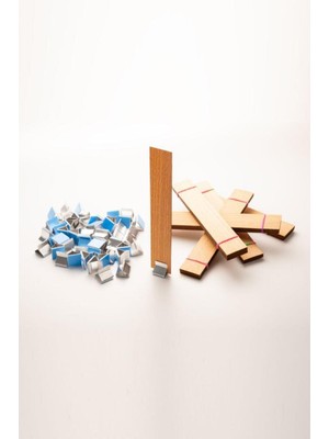 Ahşap Mum Fitili ve Yapışkanlı Sehpa, 50 Adet, 25X150X0,5 Mm, Renk Seçenekleri