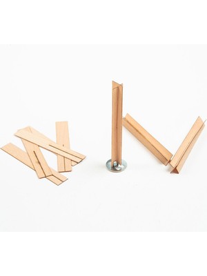 Ahşap Mum Fitili ve Sehpası, 40 Adet, 15X100X0,5 Mm, Yapışkanlı, Renk Seçenekli