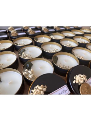 El Yapımı Siyah Kutu Soya Mumları, Kuru Çiçekli, Kokulu, Düğün ve Nişan Için (10 Adet)