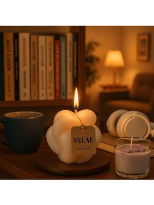 Beyaz Doğal Düğme Şeklinde El Yapımı Mum, Sıcak ve Huzurlu Atmosfer Sağlar