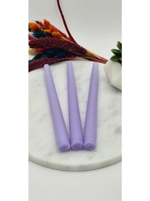 3'lü Lila Şamdan ve Mum Seti, Zarif ve Şık Dekoratif Aksesuarlar