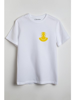 Merch&ice Mutlu Gözler Surat Baskılı Unisex T-Shirt Beyaz