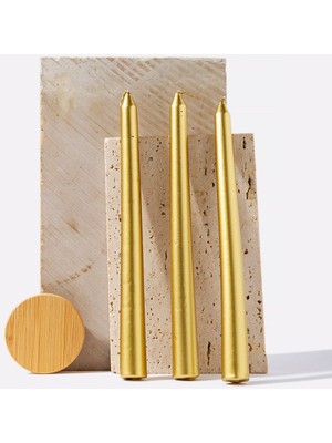 3'lü Gold Şamdan Mum Takımı, Şık ve Zarif Dekoratif Aksesuar