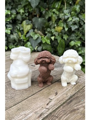 Beyaz Shih Tzu Köpek Mum Kalıbı, Silikon, 1 Adet