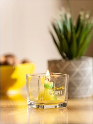 Renkli Ananas Şekilli Dekoratif Mum ve Bardak, 5 cm