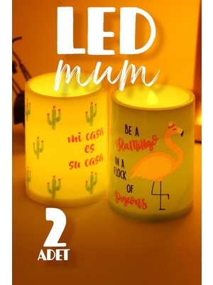 Şık 2'li LED Mum Seti, Dekoratif ve Pilli, Alevsiz, Yapay ve Güzel Tasarım