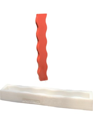 Dalgalı Uzun Silikon Mum Kalıbı, Beyaz, 1 Adet, Şık ve Kullanışlı Tasarım