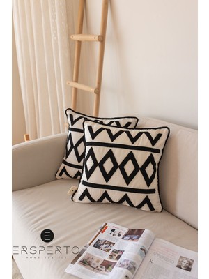 Şık Nakışlı Kırlent Kılıfı 43X43CM, Siyah, Elegan ve Rahat Tasarım