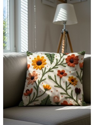 Sonbahar Temalı Renkli Dijital Baskılı Kırlent Kılıfı, Şık ve Canlı Tasarım