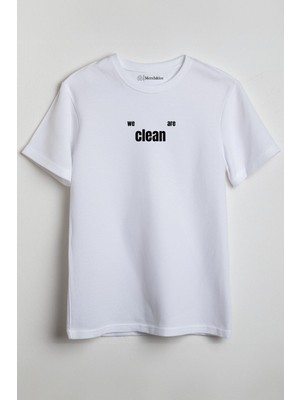 Merch&ice We Clean Are Baskılı Unisex T-Shirt Beyaz