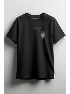 Merch&ice Touch Here Baskılı Unisex T-Shirt Siyah