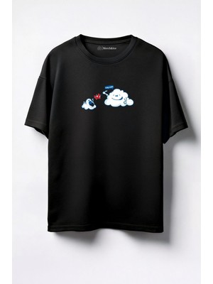 Merch&ice Say Aah Baskılı Unisex Oversize T-Shirt Siyah