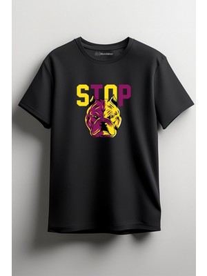 Merch&ice Stop Buldog Baskılı Unisex T-Shirt Siyah