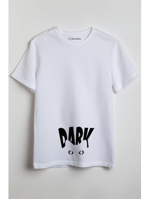 Merch&ice Dark Kedi Baskılı Unisex T-Shirt Beyaz