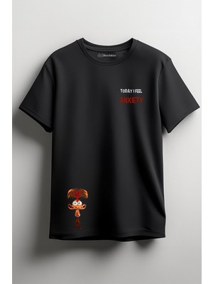 Merch&ice Today I Feel Anxiety Baskılı Unisex T-Shirt Siyah