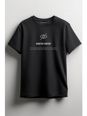 Merch&ice Sensitive Content Baskılı Unisex T-Shirt Siyah