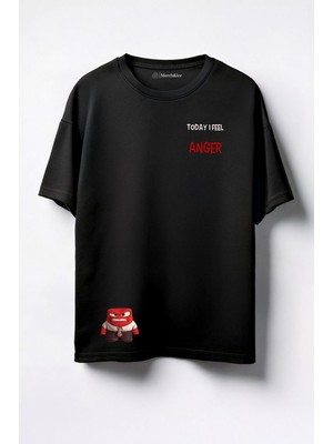 Merch&ice Anger Today I Feel Baskılı Unisex Oversize T-Shirt Siyah