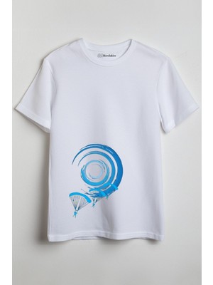 Merch&ice Göz Alan Paraşütler Baskılı Unisex T-Shirt Beyaz