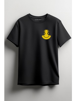 Merch&ice Mutlu Gözler Surat Baskılı Unisex T-Shirt Siyah