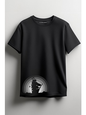 Merch&ice Korsan Gemisi Baskılı Unisex T-Shirt Siyah