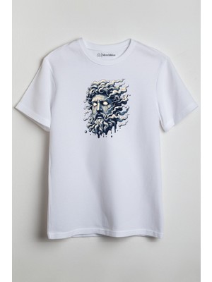 Merch&ice Zeus Yunan Tanrısı Baskılı Unisex T-Shirt Beyaz