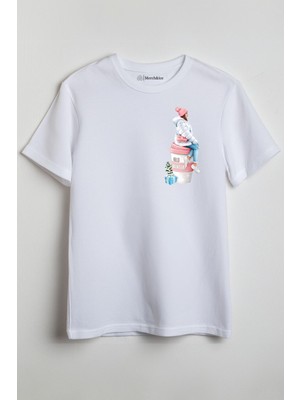 Merch&ice Hello Winter Baskılı Unisex T-Shirt Beyaz