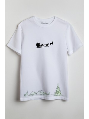 Merch&ice Christmas View Yılbaşı Unisex T-Shirt Beyaz