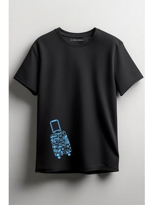 Merch&ice Seyahat Valizi Baskılı Unisex T-Shirt Siyah