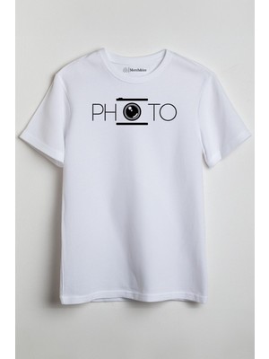 Merch&ice Photo Önü Baskılı Unisex Tişört Beyaz