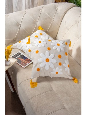 2'li Punç Kırlent Takımı, Ekru Keten Kumaş, Şık ve Rahat Yastık Kılıfı